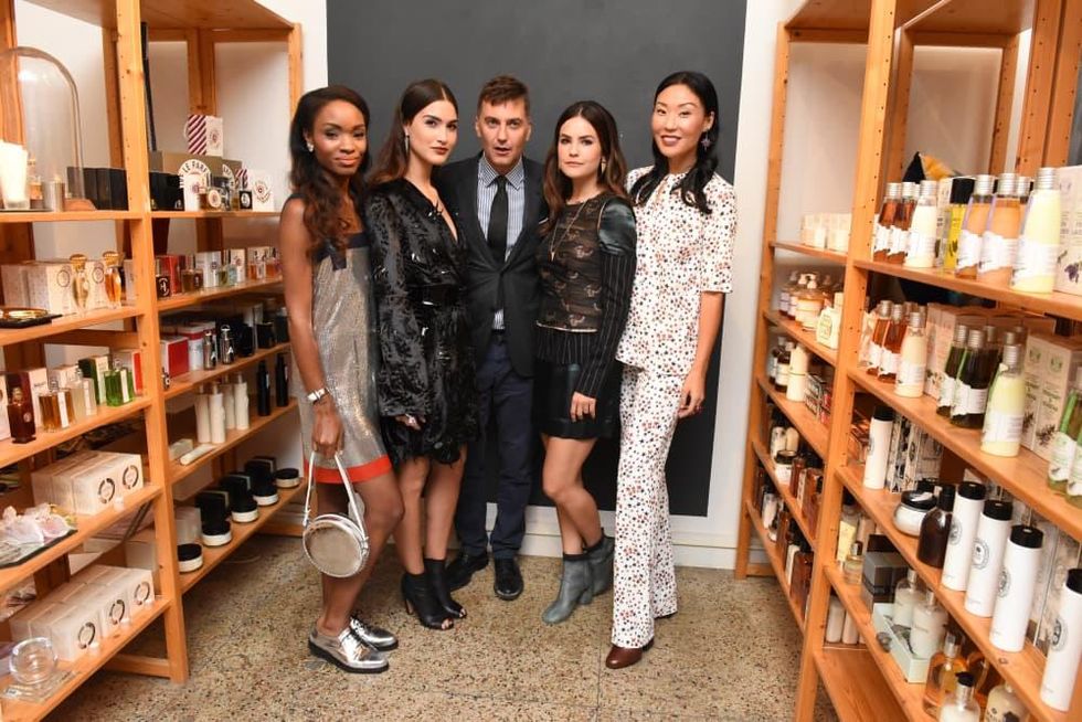 Euan Rellie and models in clothes from Sloan Hall at Recipe for Success Dress for Dinner with Lucy Sykes