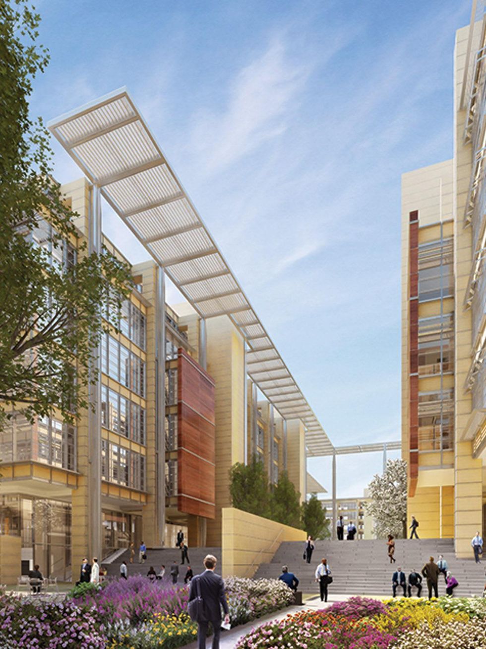 ExxonMobile campus rendering of business people walking