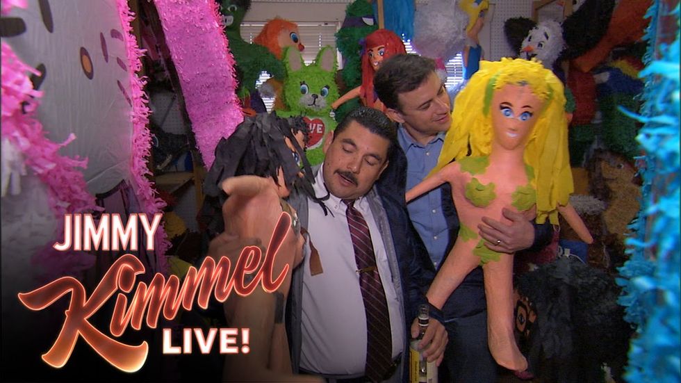 Jimmy Kimmel and Guillermo introduce hilarious piñata drinking game to the nation