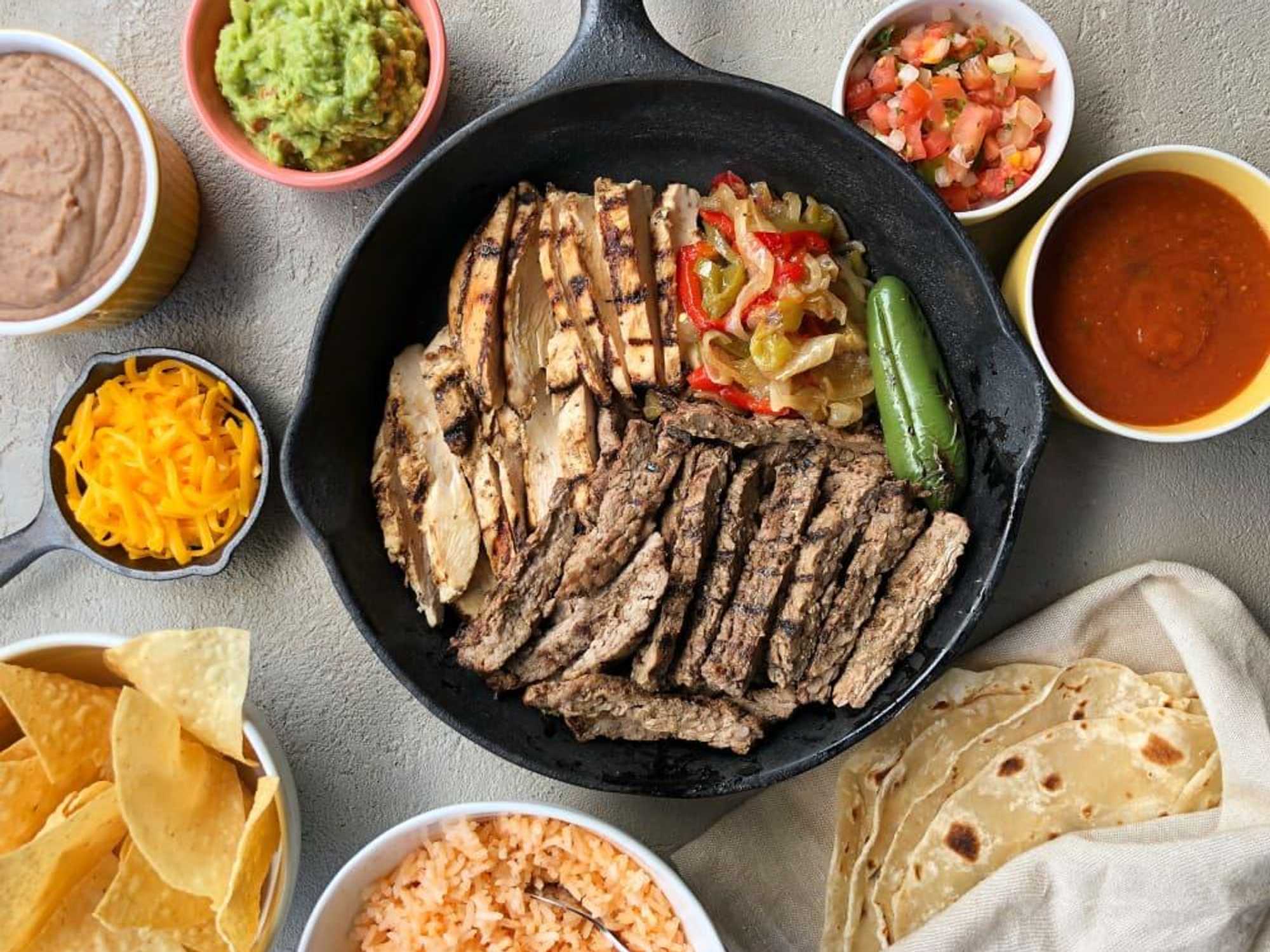 Fajita Petes fajitas and sides