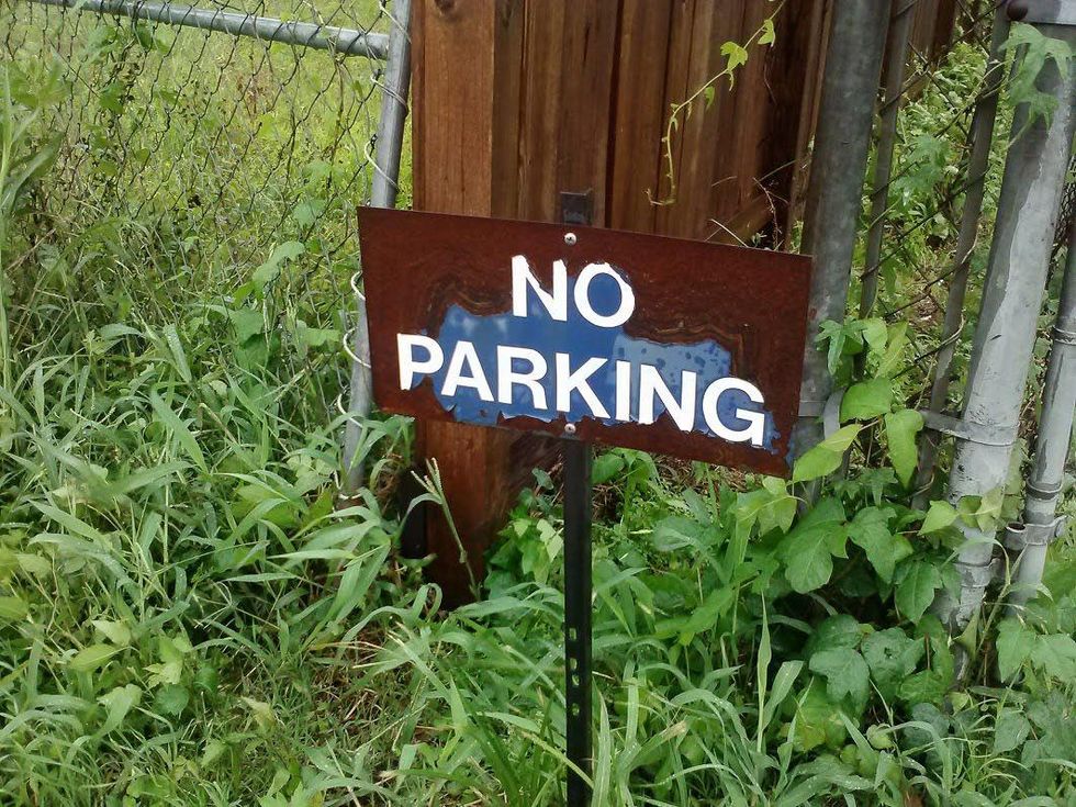 fake no parking sign in Houston