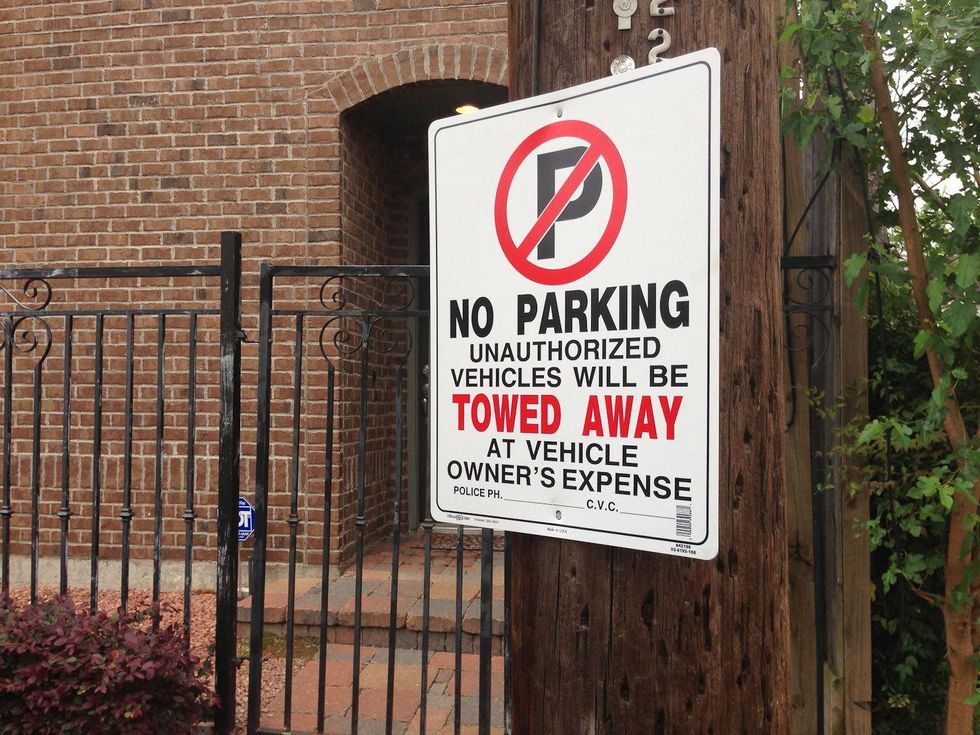 fake no parking sign, tow sign, April 2013