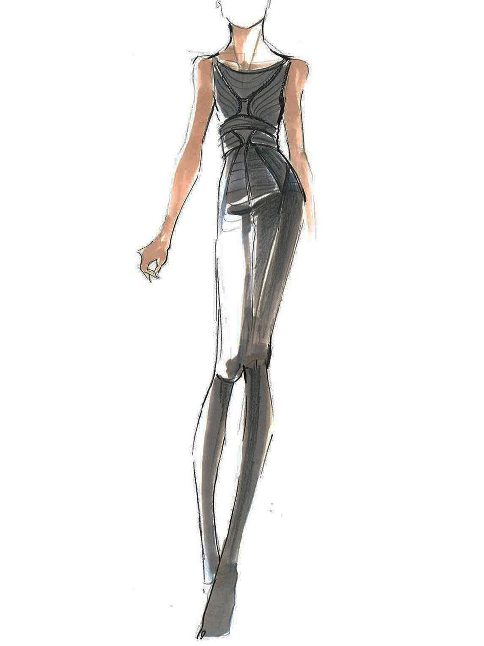 Fashion Week fall 2013, sketches, January 2013, Herve Leger