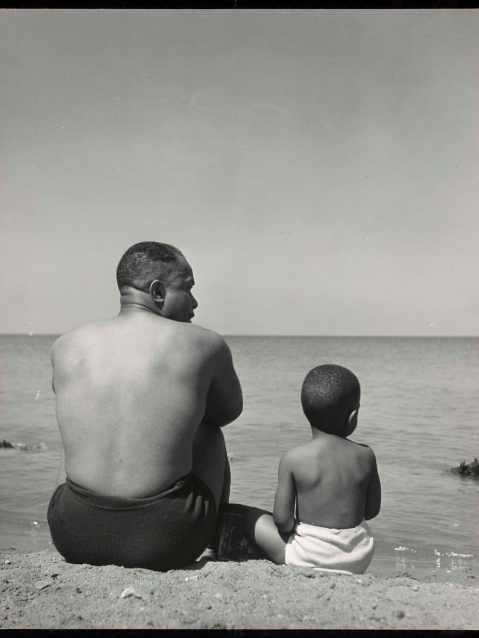 Father and Son on the Beach, "Men of Change," African American Museum