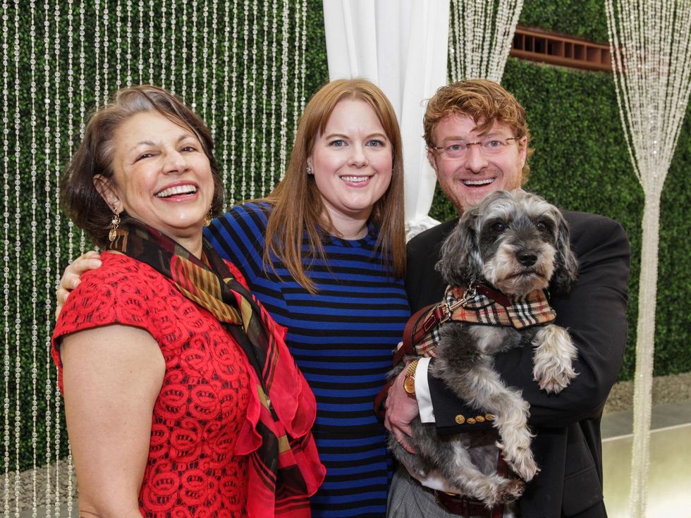 Fatima Mawji, from left, Lauren Santerre and Bret Baccus with Rocco at the Best Friends Brunch February 2014