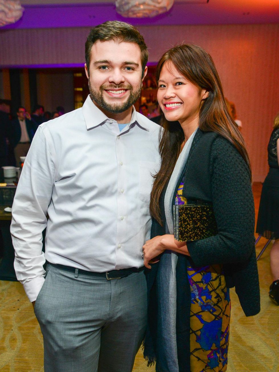 Fernando Castaldi and Carol Tai at the Young Professionals Backstage party January 2014