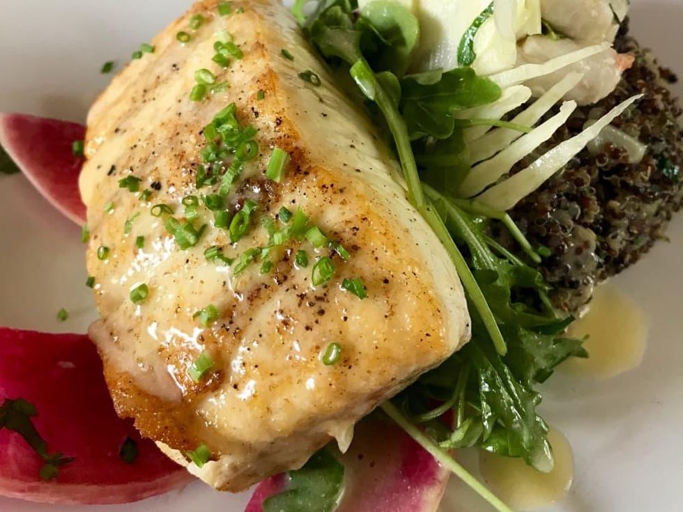 Field and Tides halibut sticky rice