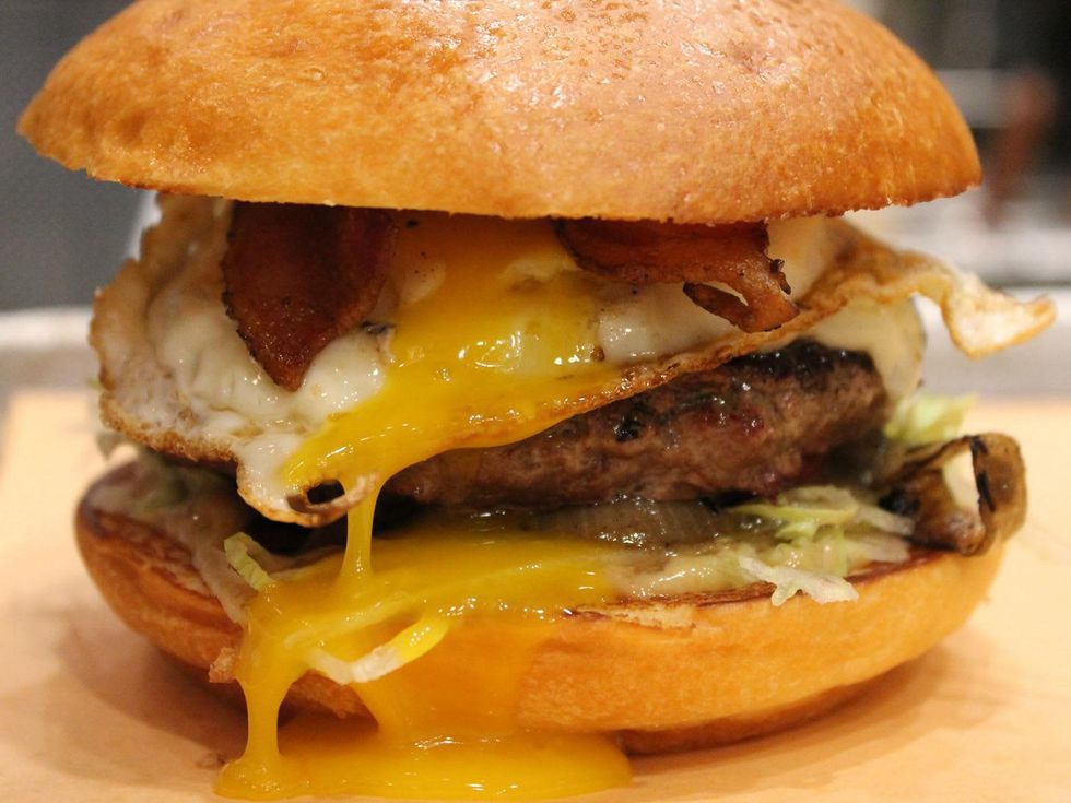 Fielding's Wood Grill smoke burger with fried egg
