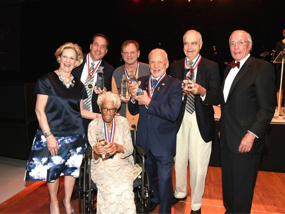 Flight Museum Gala Hall of Fame inductees Daisey White Azelia White Buzz Aldrin John Nau Jeff Lovell Mark Braniff Ira Gruber