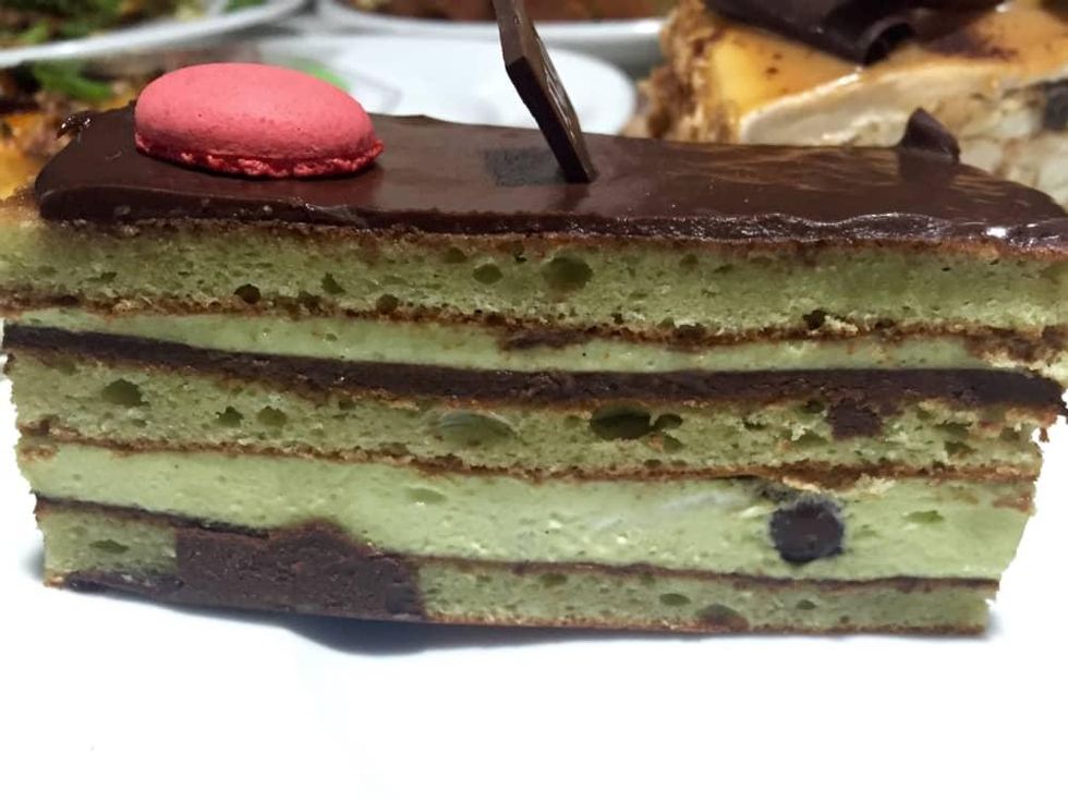 Flo Paris pistachio opera cake