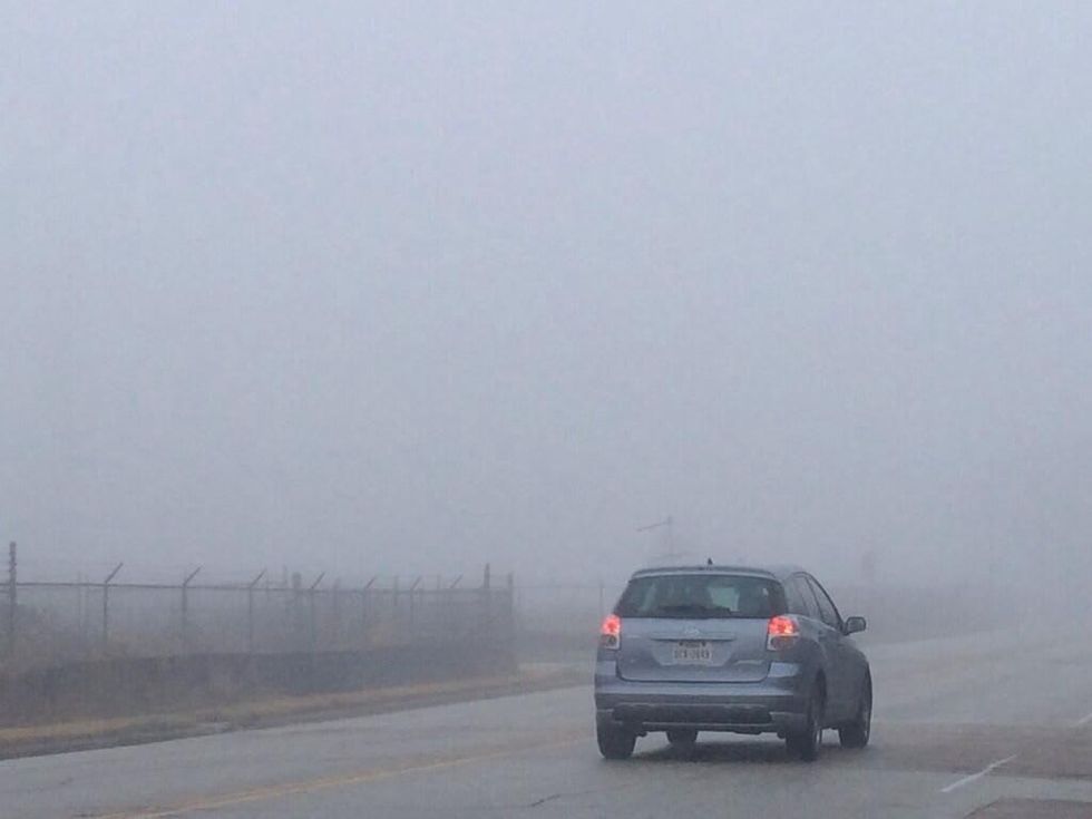 fog in Houston February 2014 car
