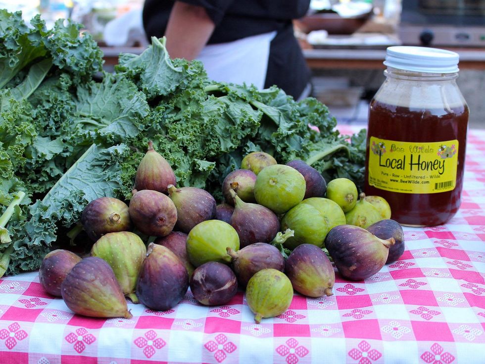 Food Day Chef Throwdown Farmers market ingredients honey figs and kale