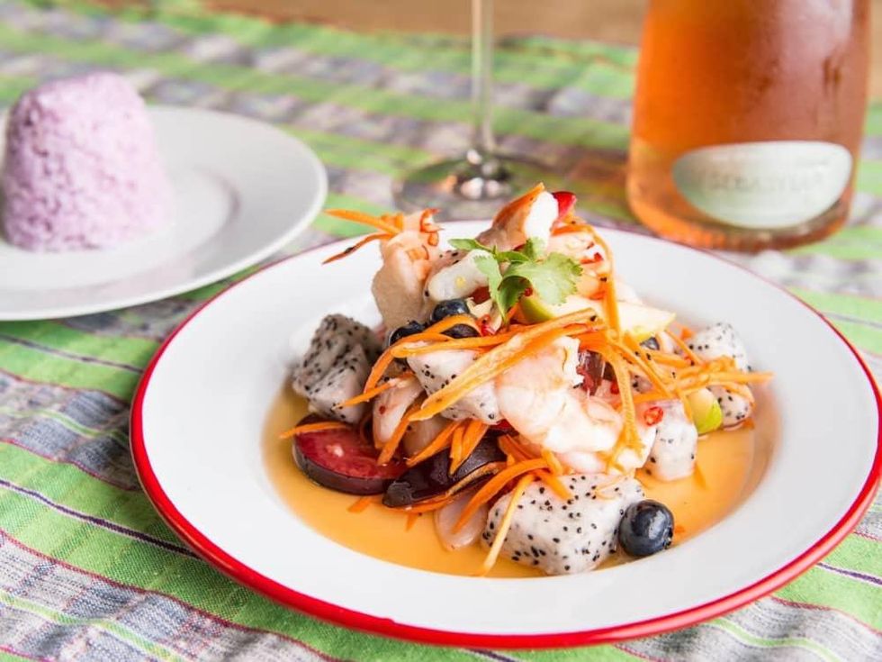 Foreign Correspondents fruit and shrimp salad