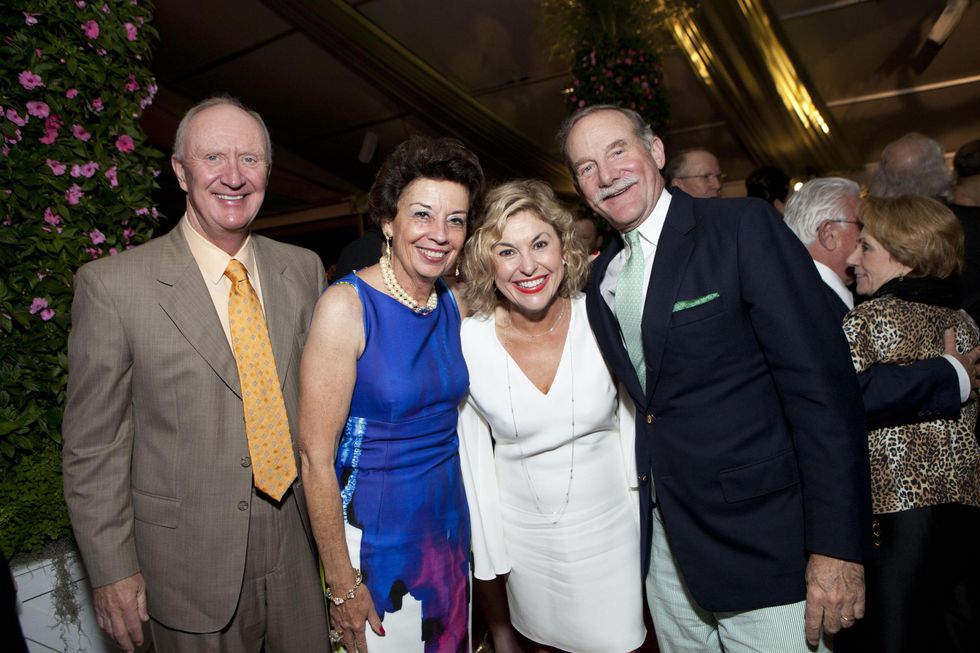 Frank Hevrdejs, from left, Kathy Goossen, Sharyn Weaver and Marty Goossen at the Bayou Bend Garden Party April 2014