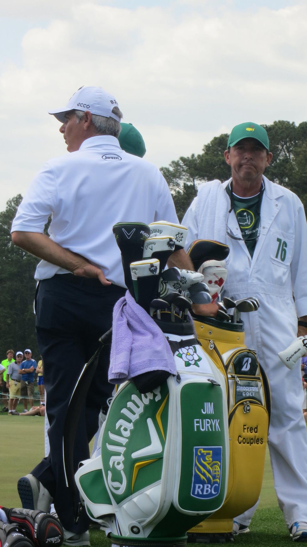 Fred Couples and Jim Furyk at Masters Golf Tournament in April 2013