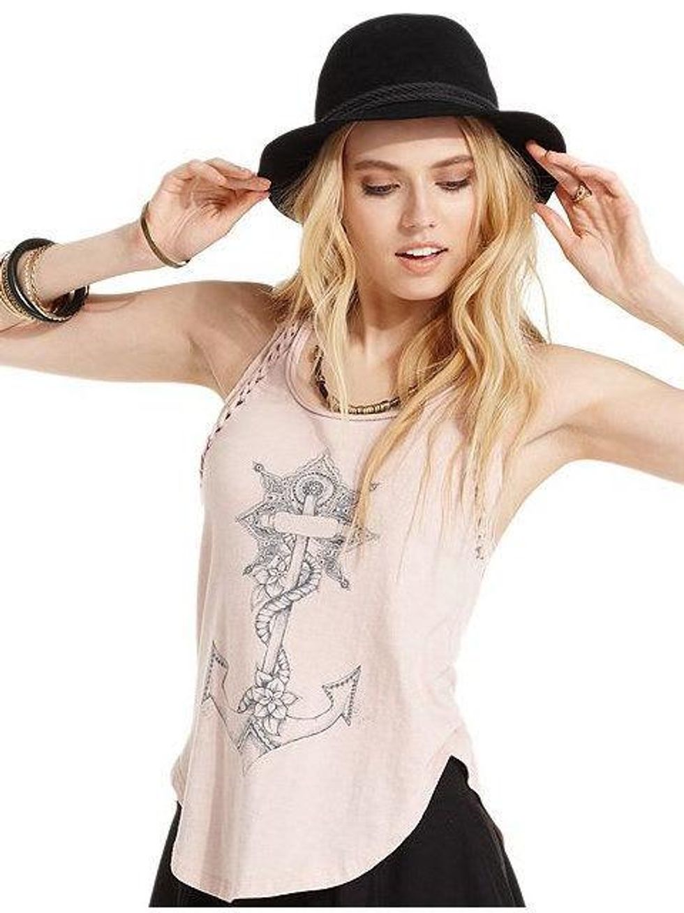Free People Scoop-Neck Printed Braided Tank