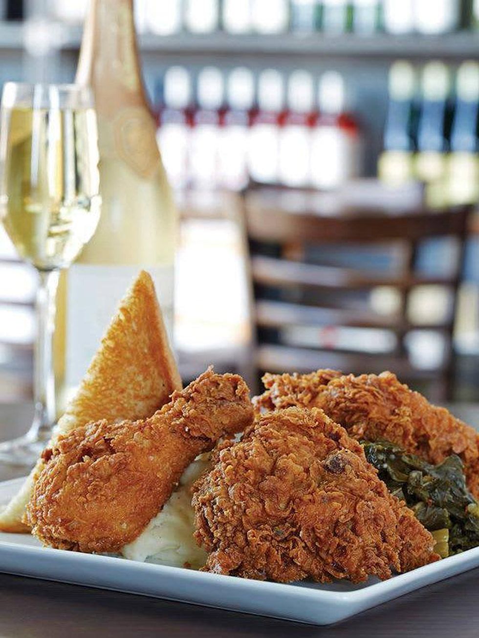 Fried chicken and champange at Max's Wine Dive