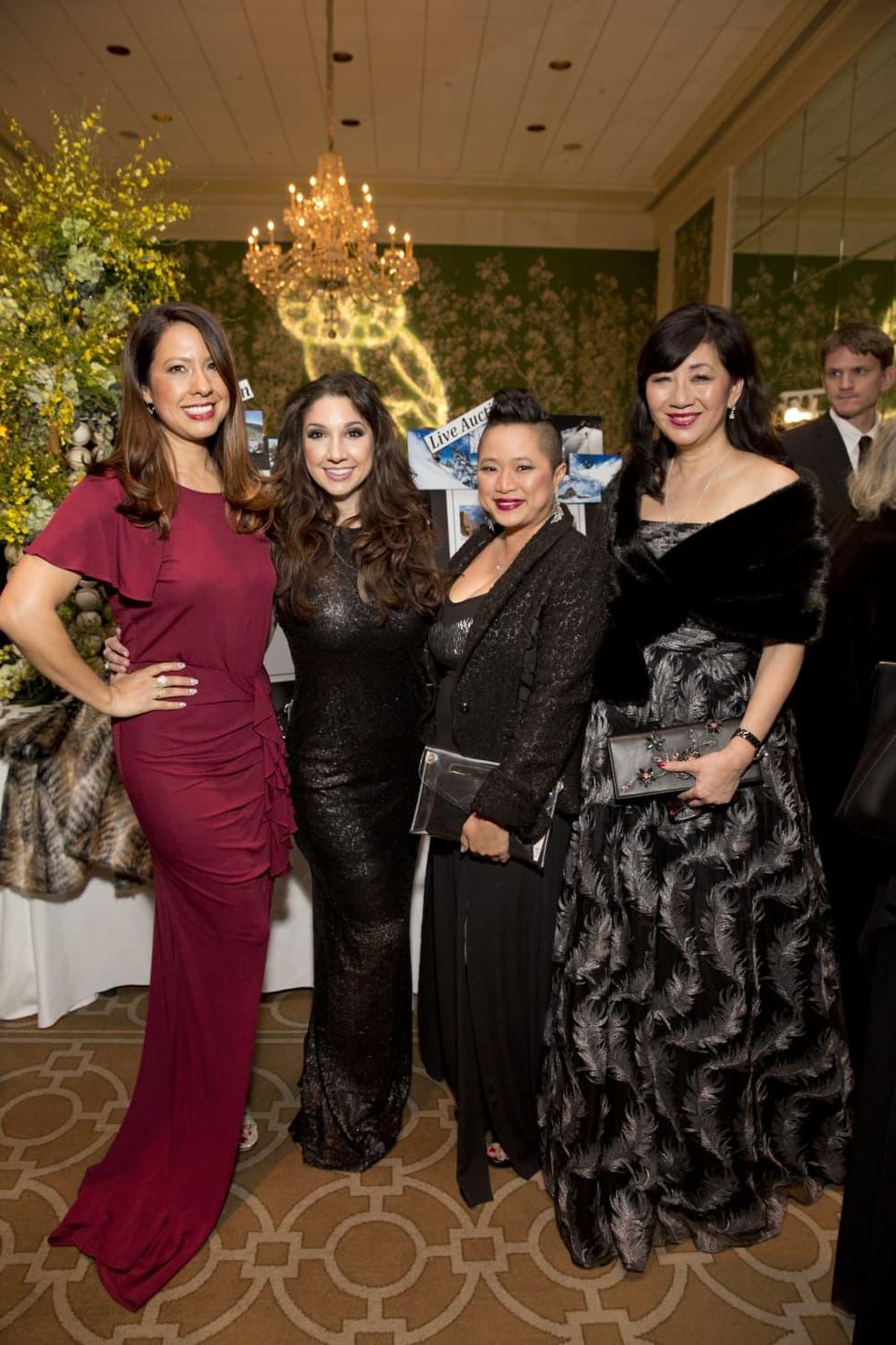 Friends of Fondren Libarary, dinner, Feb. 2016, Anika Jackson, Jill Shull, Sydney Dao, Alice Brams