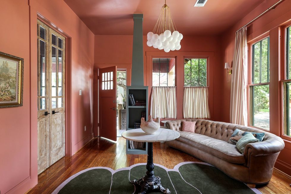 Front door opening to the living room of 814 Omar Street