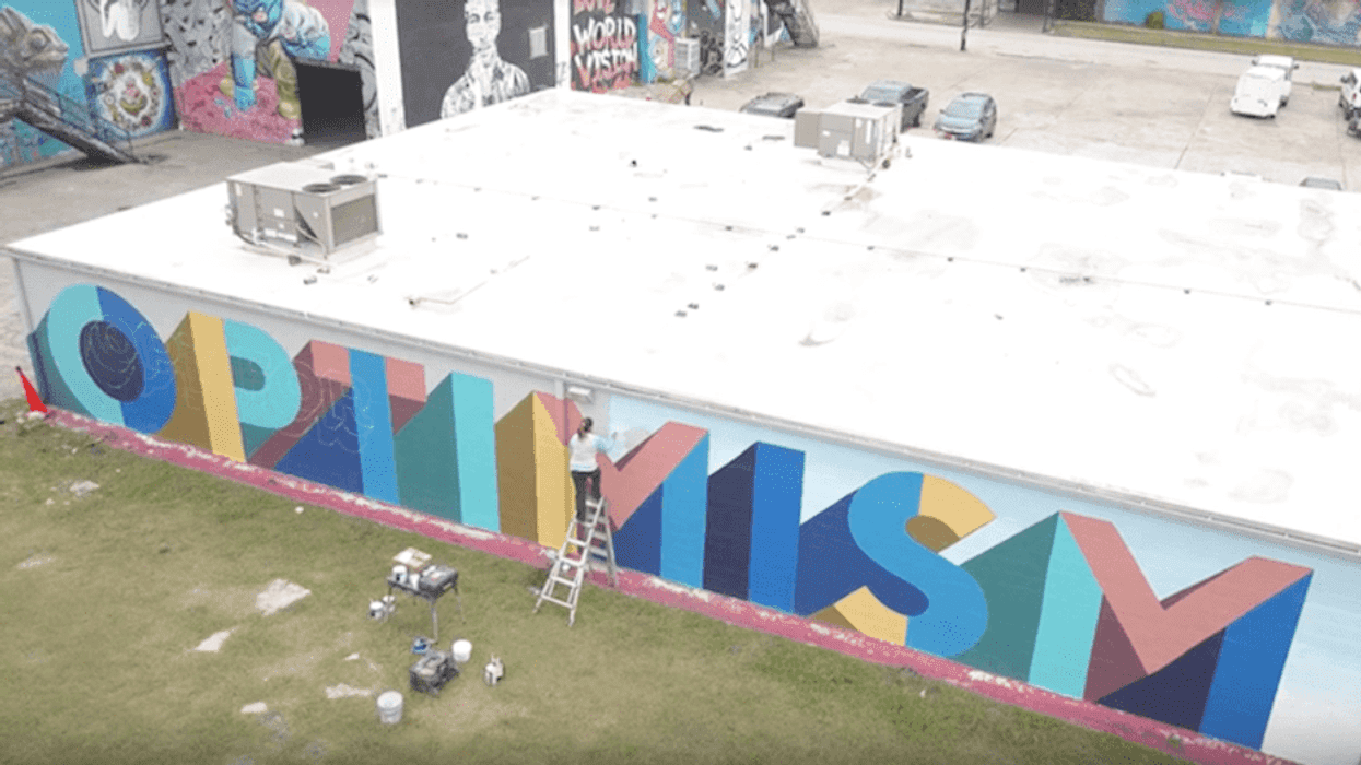 Frost Bank Opt for Optimism mural Houston