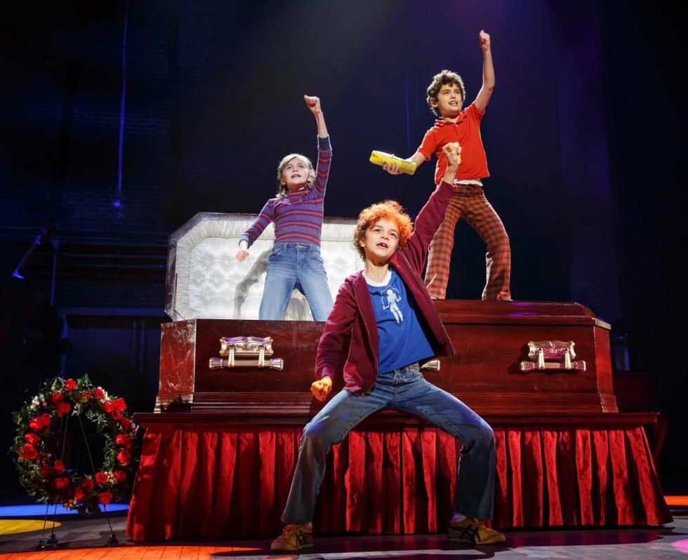 Fun Home Tour Carly Gold as Small Alison, Pierson Salvador as Christian, Lennon Nate Hammond as John