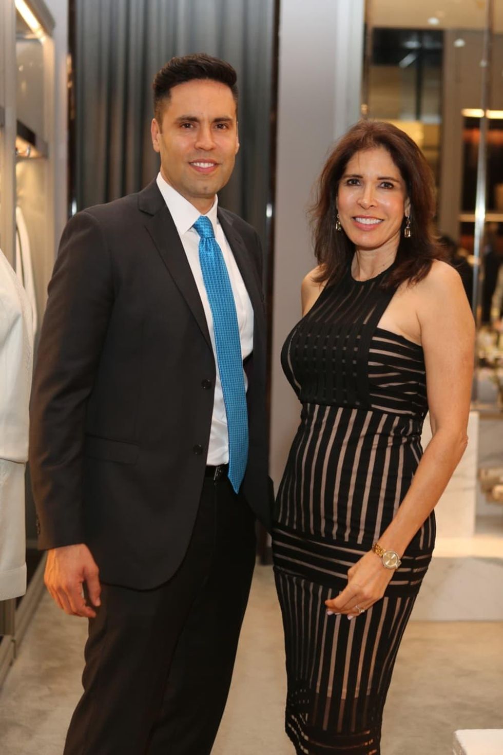 Gabe Canales, Elizabeth Howard at Blue Cure party at Tom Ford