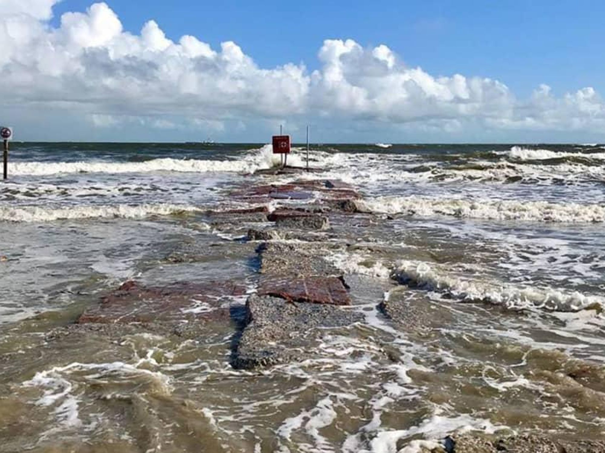 Galveston beach high water storm surge
