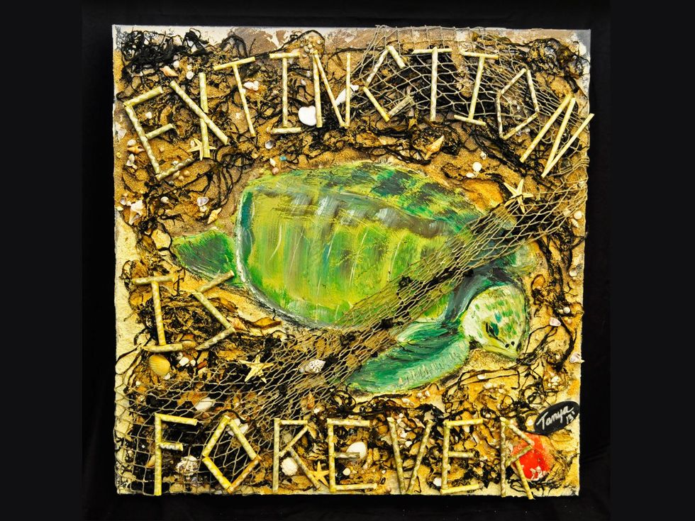 Galveston seaweed art contest August 2013 Participant 2013_Tanya Nuss of Dickinson_Extinction Is Forever