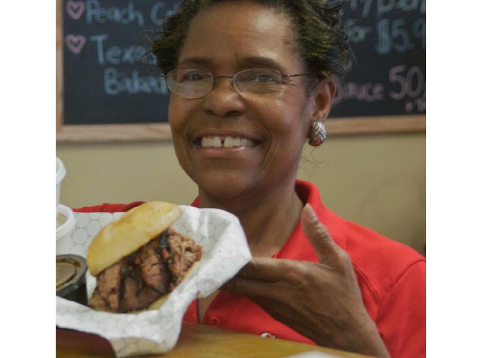 Gatlin's BBQ lady with barbecue