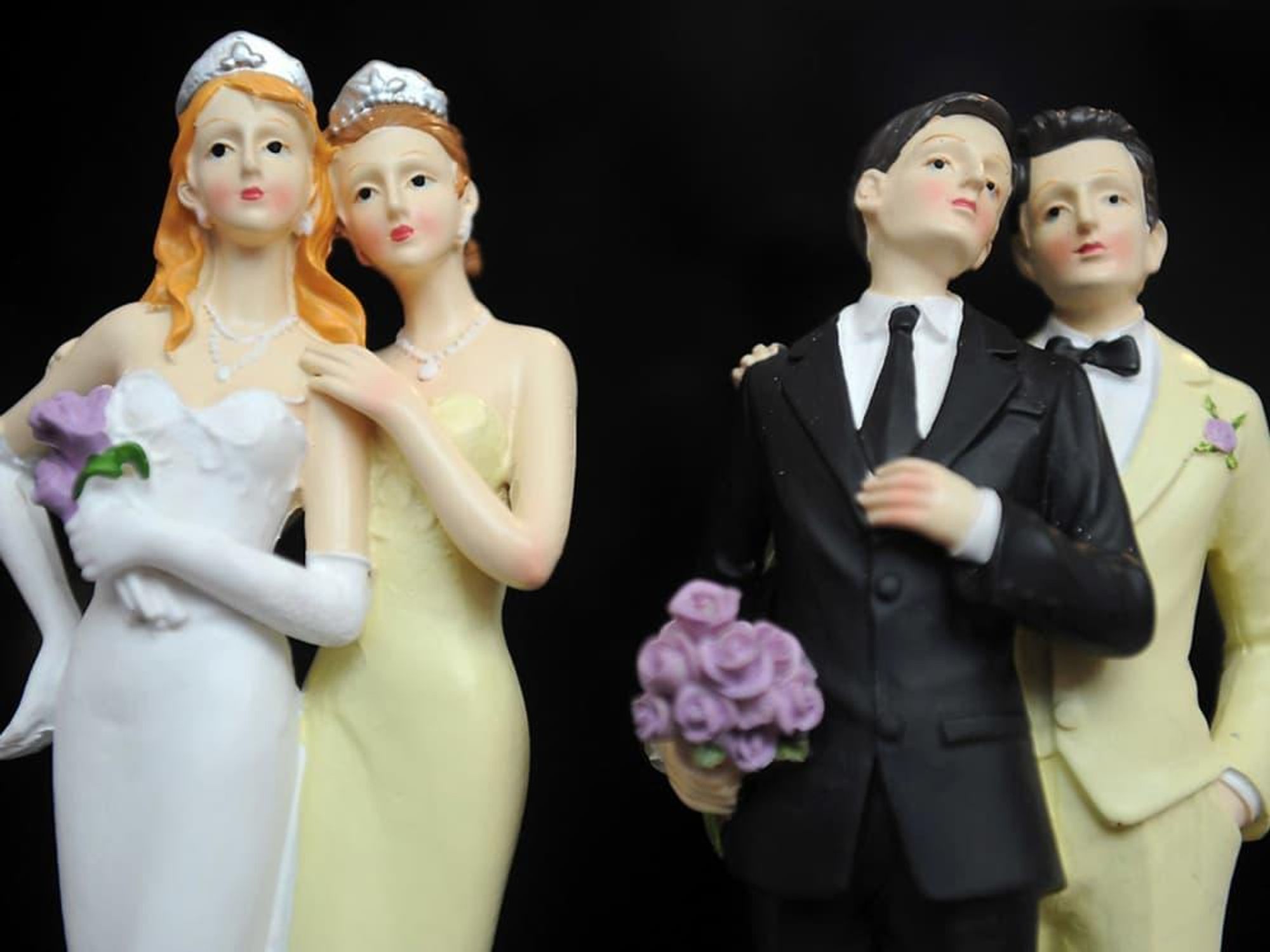 gay marriage two ladies cake toppers and two men cake toppers