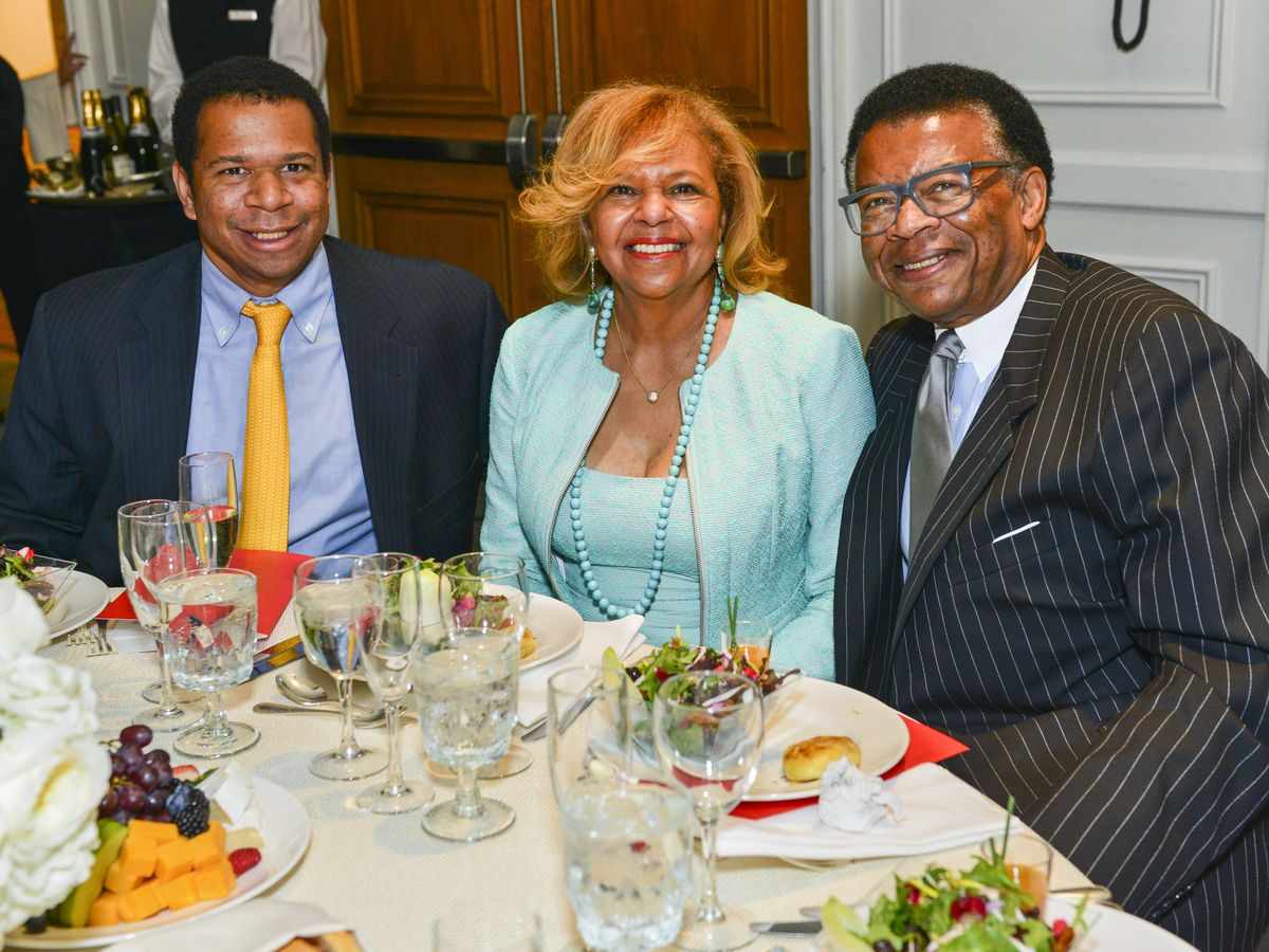 Geoffrey Cormier, from left, with Yvonne and Rufus Cormier