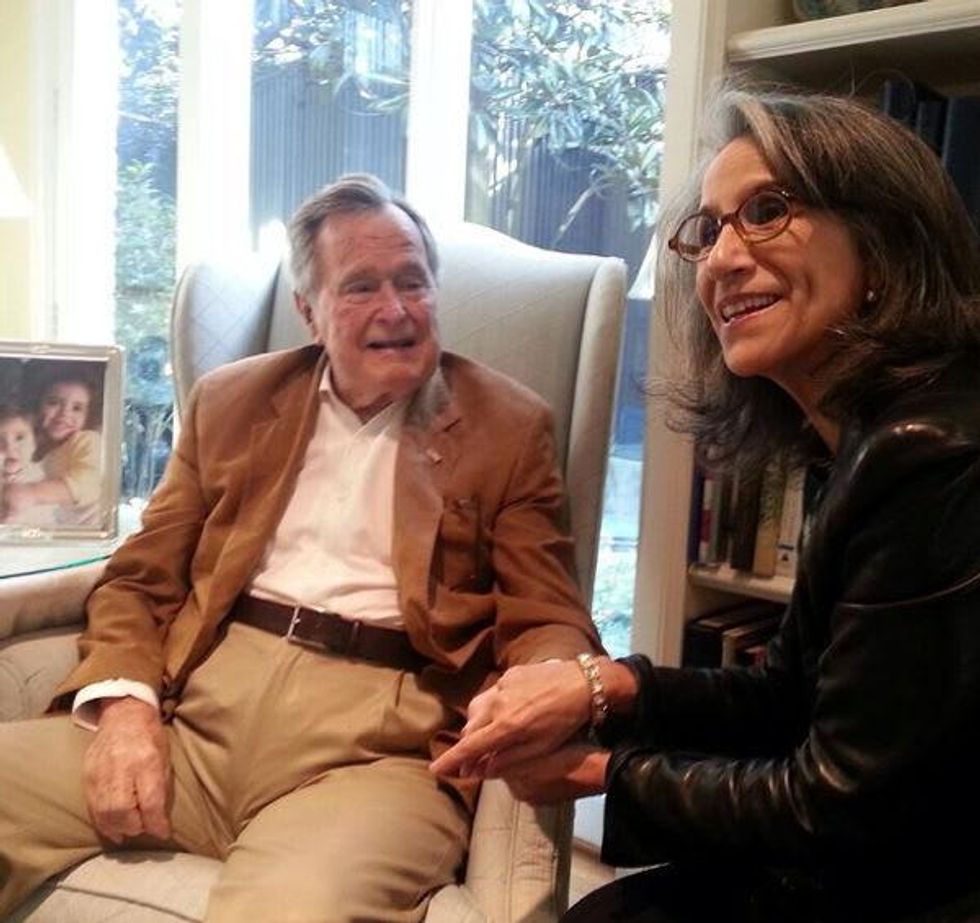George H.W. Bush and Sheikha Hussah Sabah al-Salem al-Sabah at Bush home in Houston