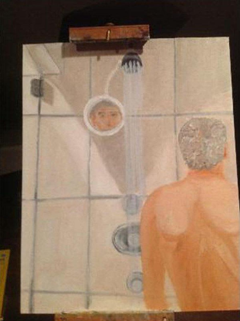 George H.W. Bush, email hacked, February 2013, shower painting