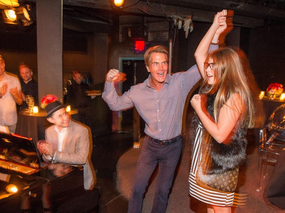 George Lancaster dancing with Gabriela Sanchez at George Lancaster's birthday bash October 2013