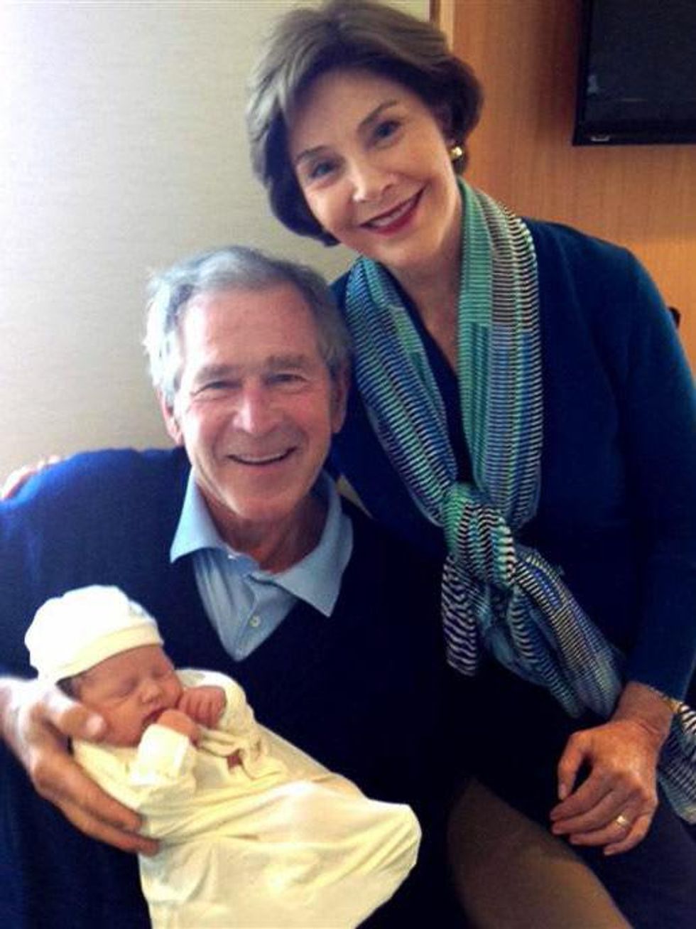 George W. Bush baby Mila and Laura Bush