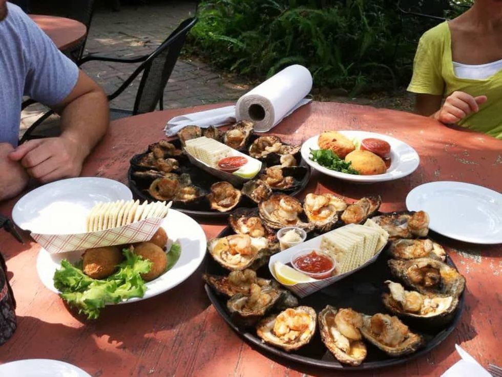 Gilhooley's Restaurant patio table with oysters
