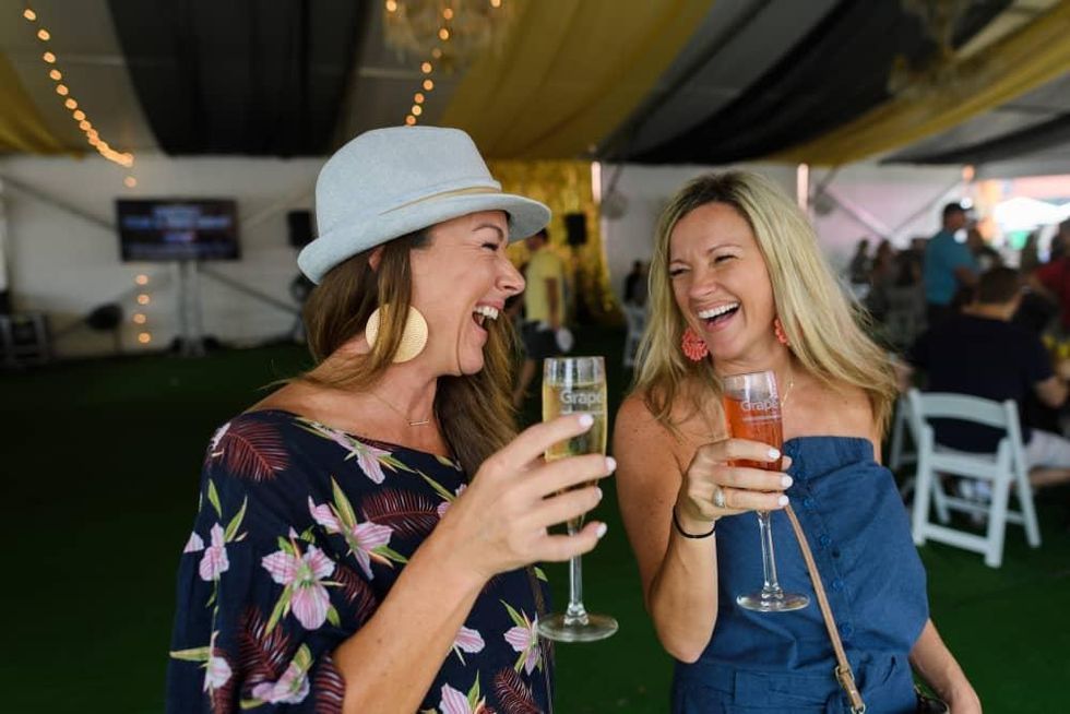girls drinking wine at Grapefest