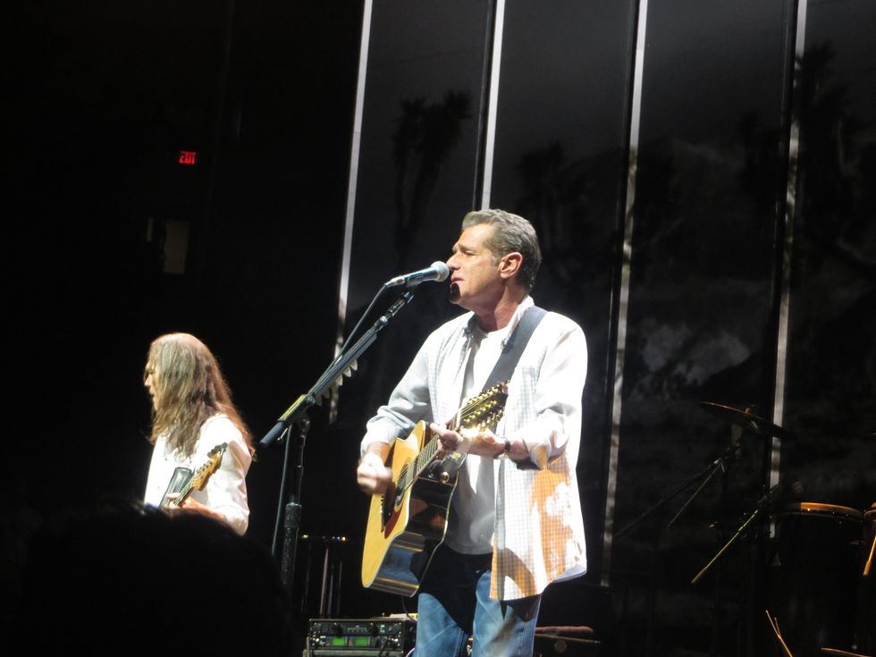 Glenn Frey and Timothy B. Schmit perform at Eagles concert