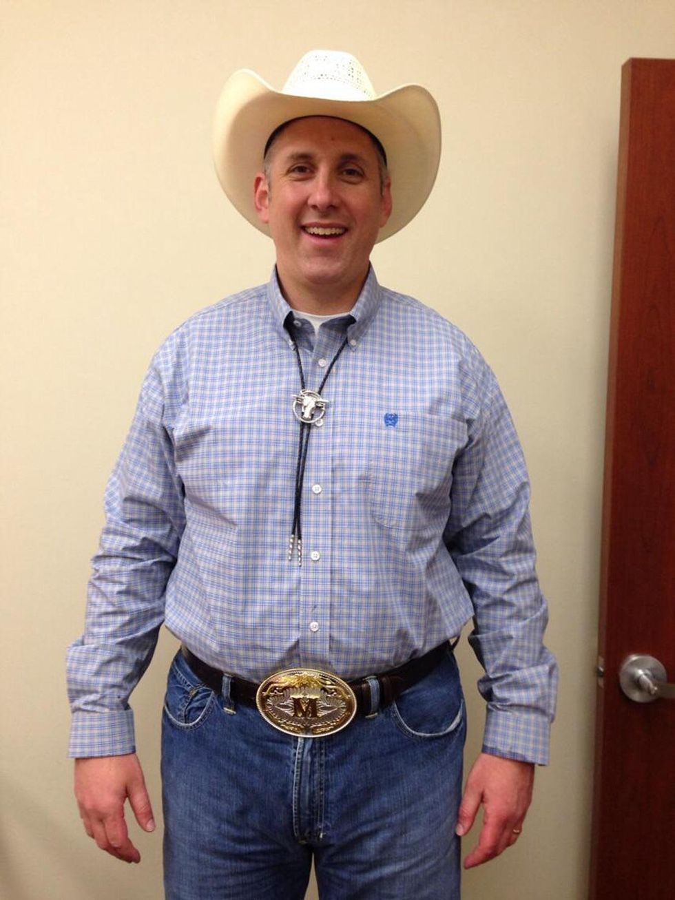 Go Texan Day February 2014 man with big belt buckle