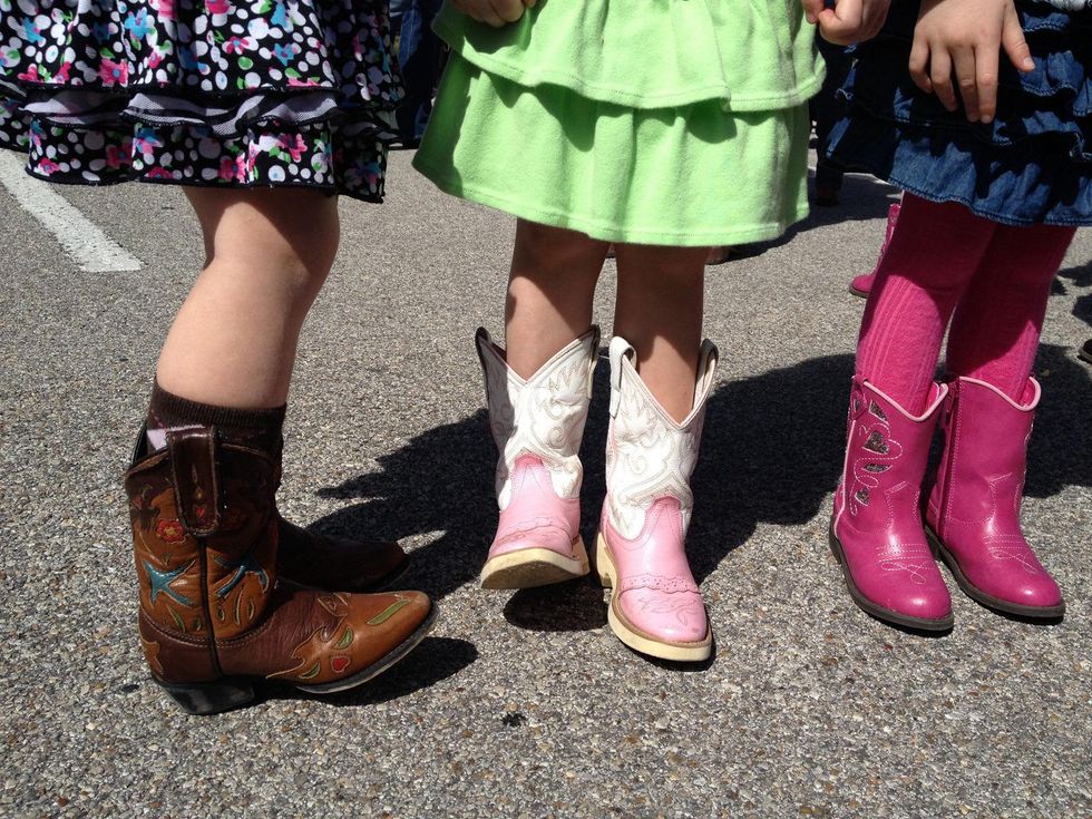 Go Texan Day young girls in cowboy boots