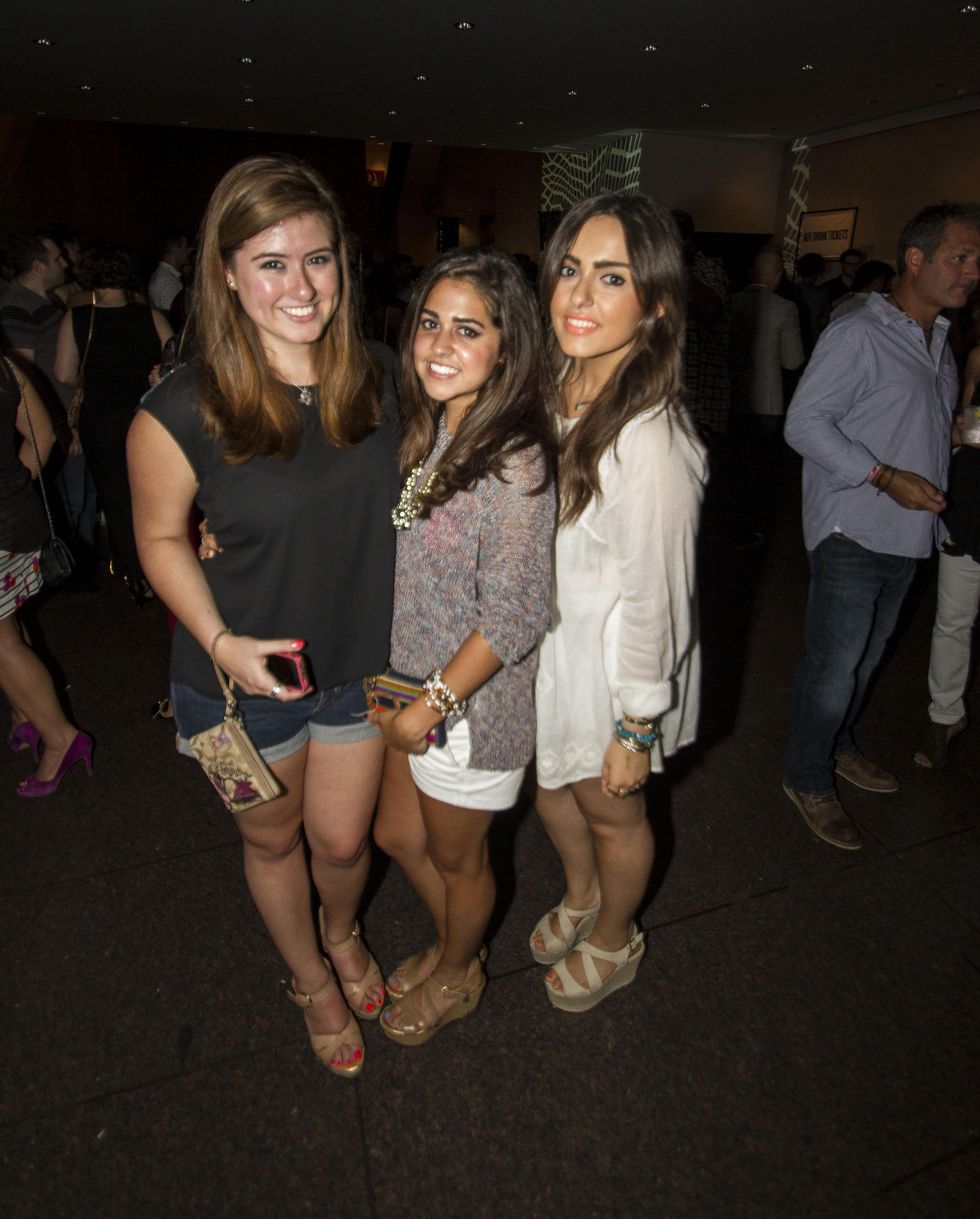 Goleol Sharia, from left, Olivia Winter and Alessandra Rey at the MFAH Mixed Media Party June 2014
