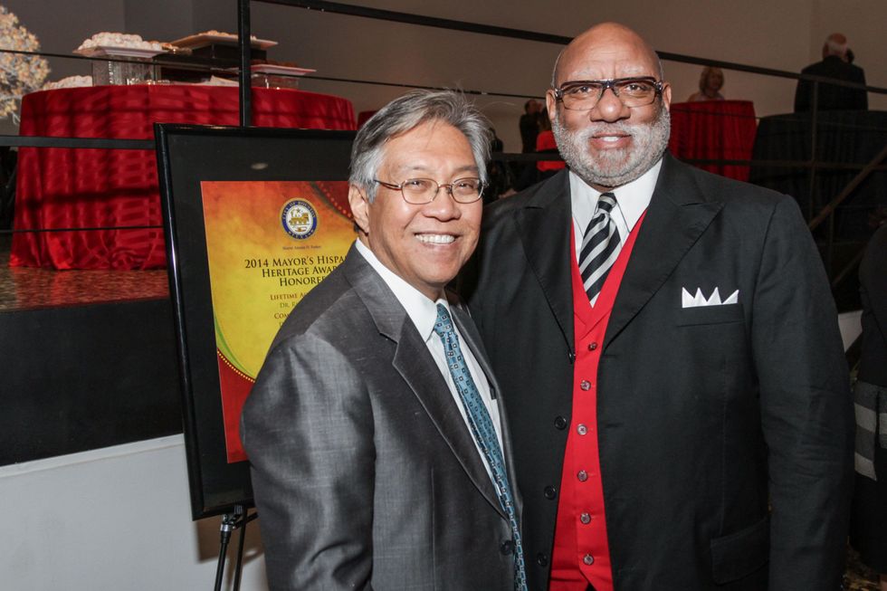 Gordon Quan, left, and Manson Johnson at the Mayor's Hispanic Heritage Awards event October 2014