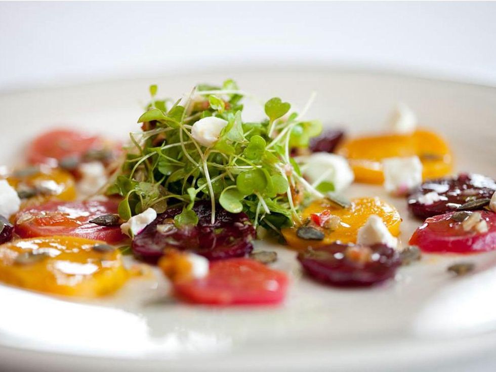 Grace's on Kirby restaurant with Johnny Carrabba October 2013 beet salad
