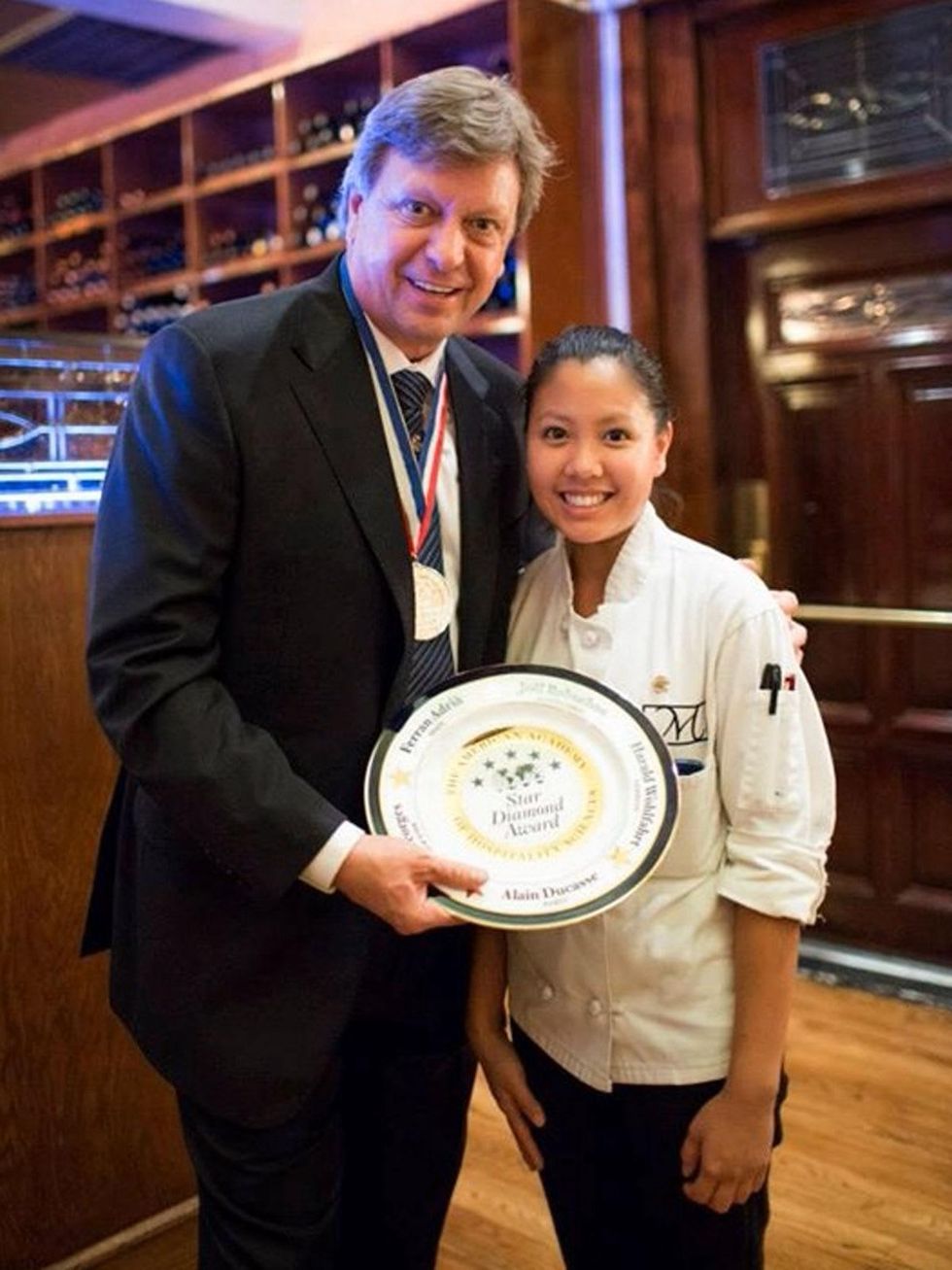 Gracie Nguyen SXSW crash pastry chef at Mark's American Cuisine March 2014 with award