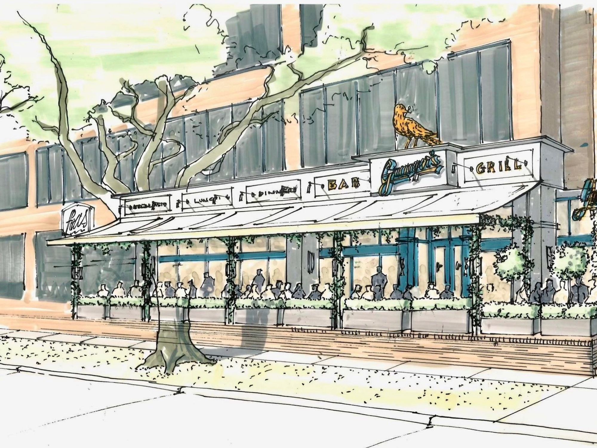Granger's restaurant exterior rendering
