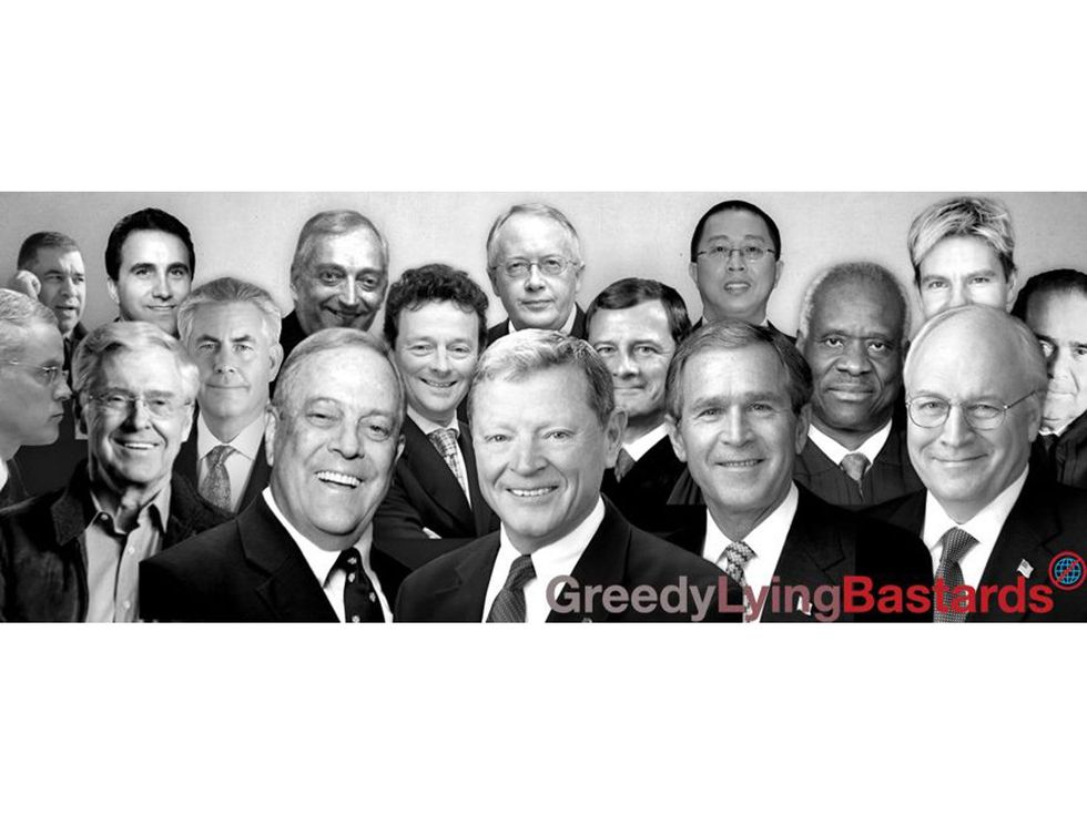 Greedy Lying Bastards, men group shot