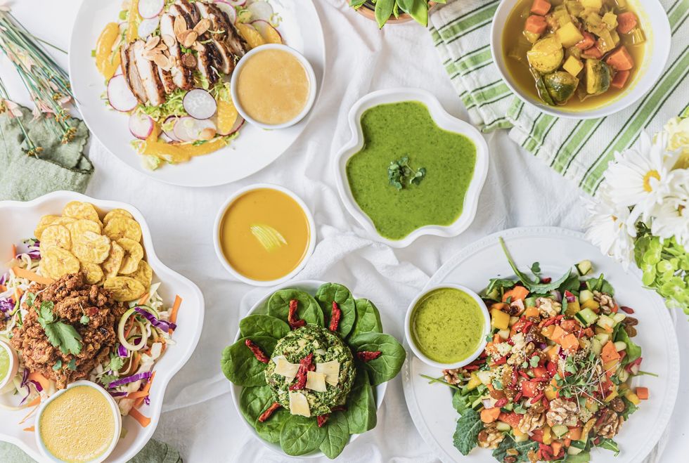 Green Fork and Straw food spread