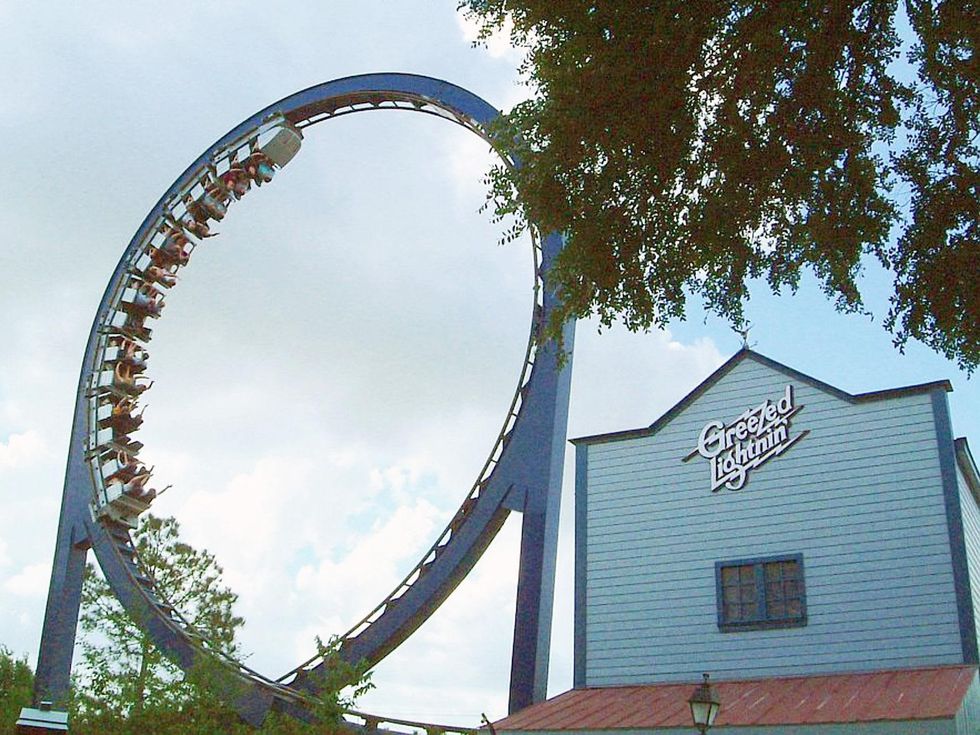 Greezed Lightnin Astroworld roller coaster