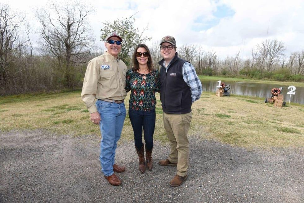 Gregory Cokinos, Brittany OBrien, Jacob Roberts at Memorial Hermann Clay Shoot