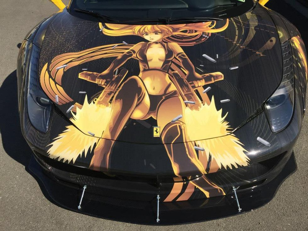 Gumball 3000 Ferrari hood